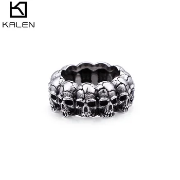 KALEN Silver Color Stainless Steel Skull Rings For Men