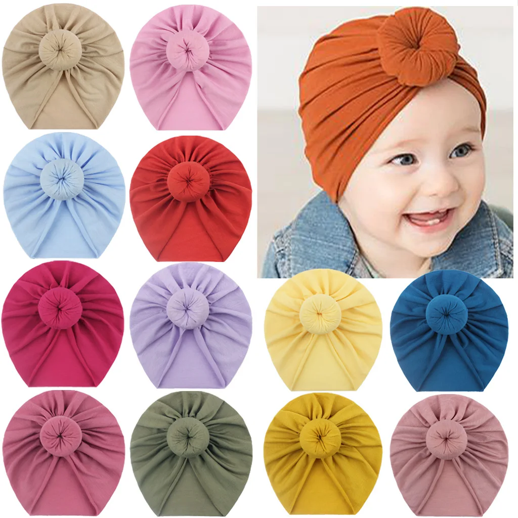 Hiver En Mailles Baby Hat For Girls Candy Couleur bonnet Infant Bonnet Turban Chapeau 