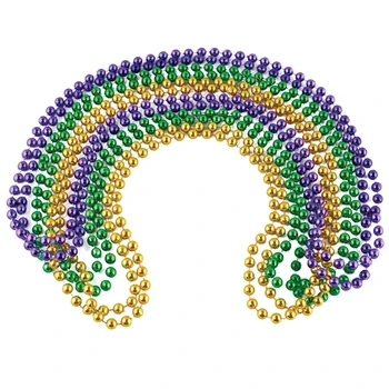 Factory wholesale metallic color LED mardi gras beads necklace