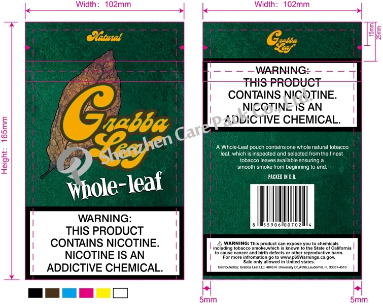 Custom Tobacco Cigar Humidor Bag Smell Proof Foil Cigarette Wrap 100