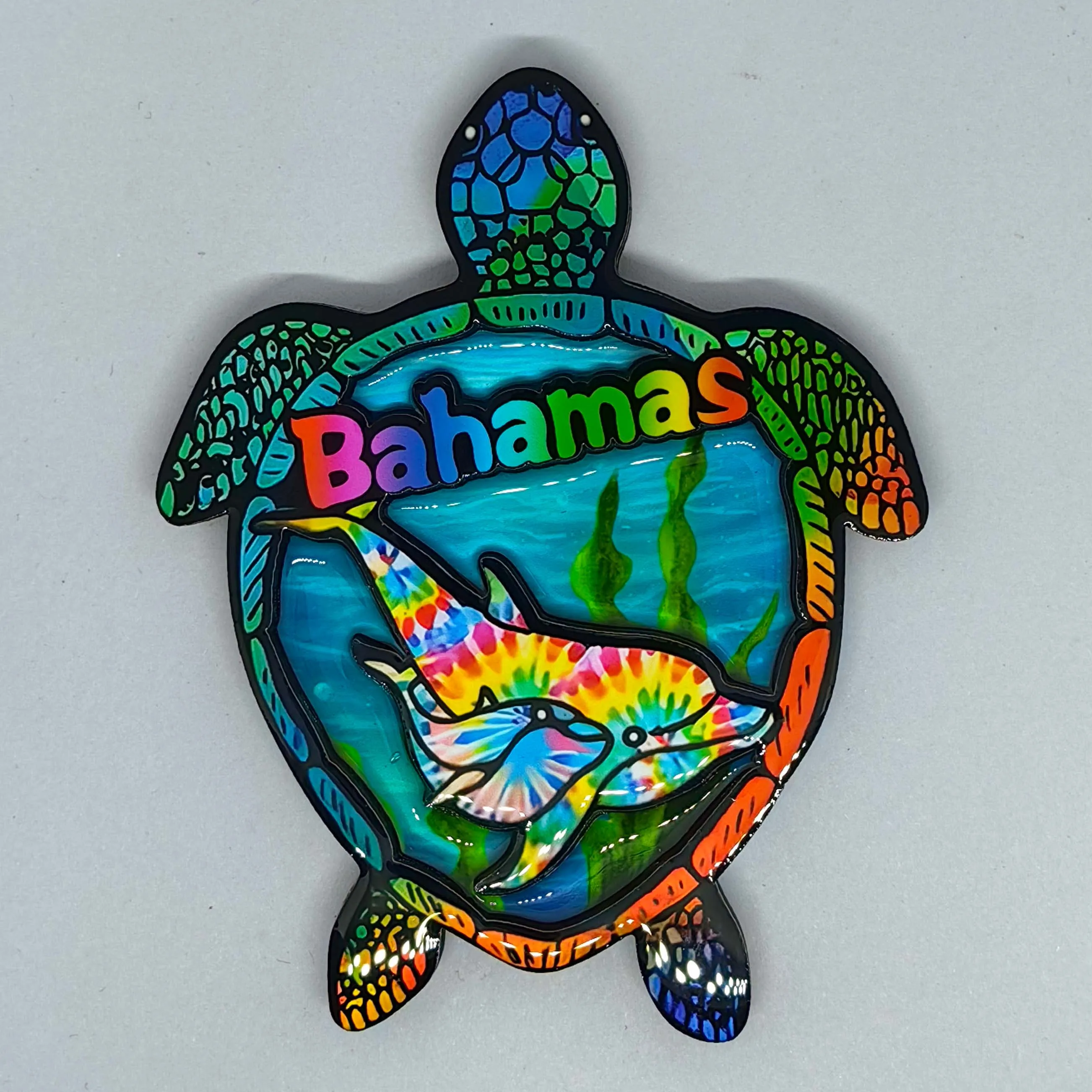 Custom Bahamas Sea Turtle Shaped Fridge Magnet,Ocean Style Dolphins Print Refrigerator Magnet Bahamas Souvenir Gifts Multicolor