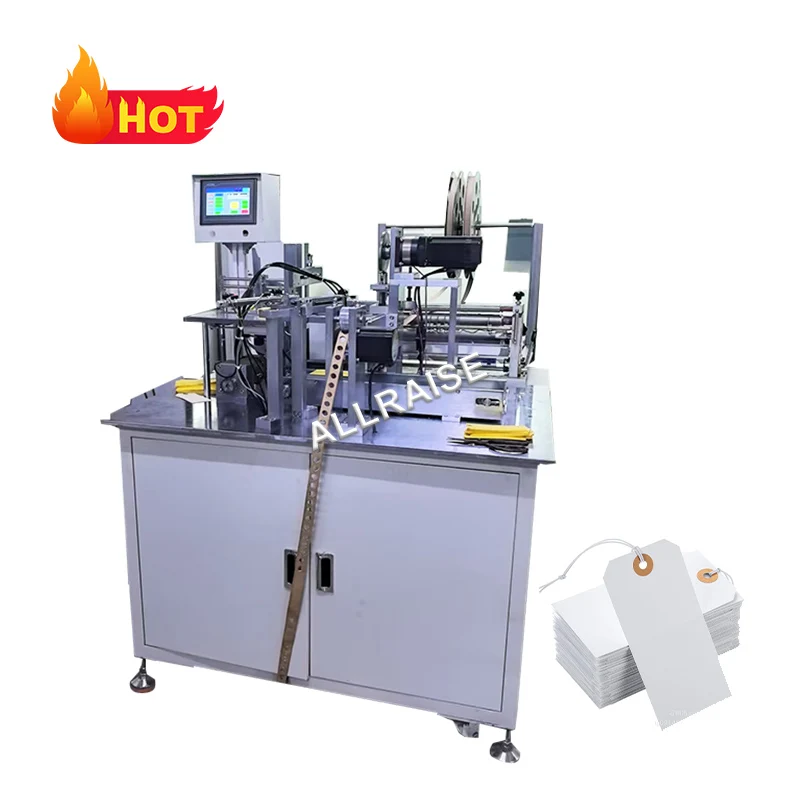 High Speed Paper Hang Tag PVC Tags Grommet Eyeleting Punching Machine Automatic Eyelet Card Tag Stringing Machine