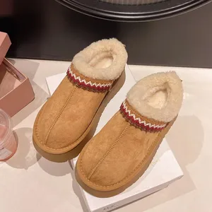 Wholesale Winter Fashion Design Warm Boots Custom Women's Snow Boots Ethnic Style Woven One Foot Cotton Shoes