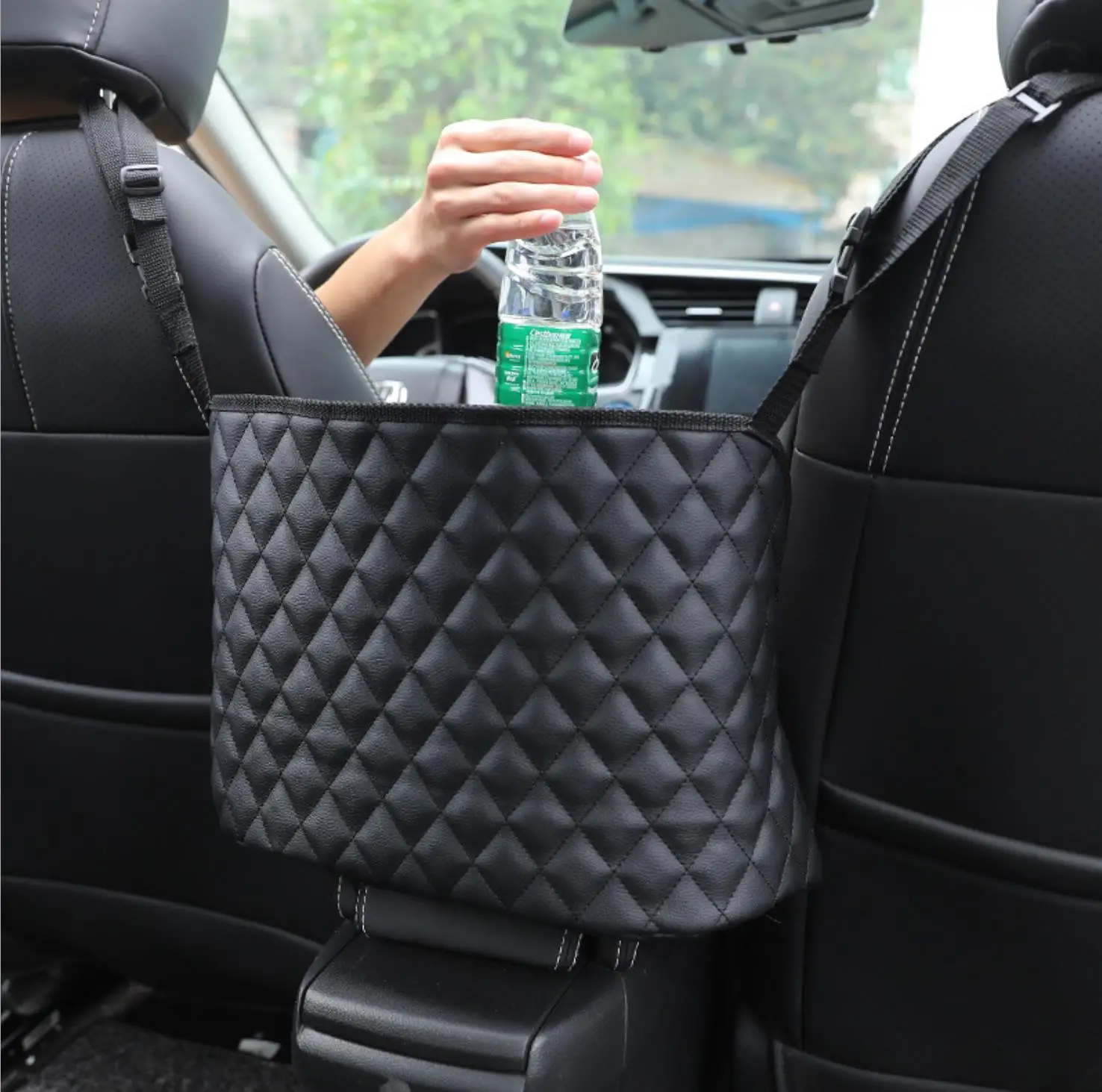  AMEIQ Car Organizer, Storage Bag Between Front Seats, Car Purse  Holder, Handbag Tissue Holder, Dog Pet Barrier, Pocket Container, Black  Leather : Automotive