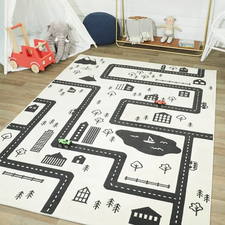 6pcs/pack Soft Cuttable Area Rug With Patchwork Design For Home, Washable  And Anti-slip