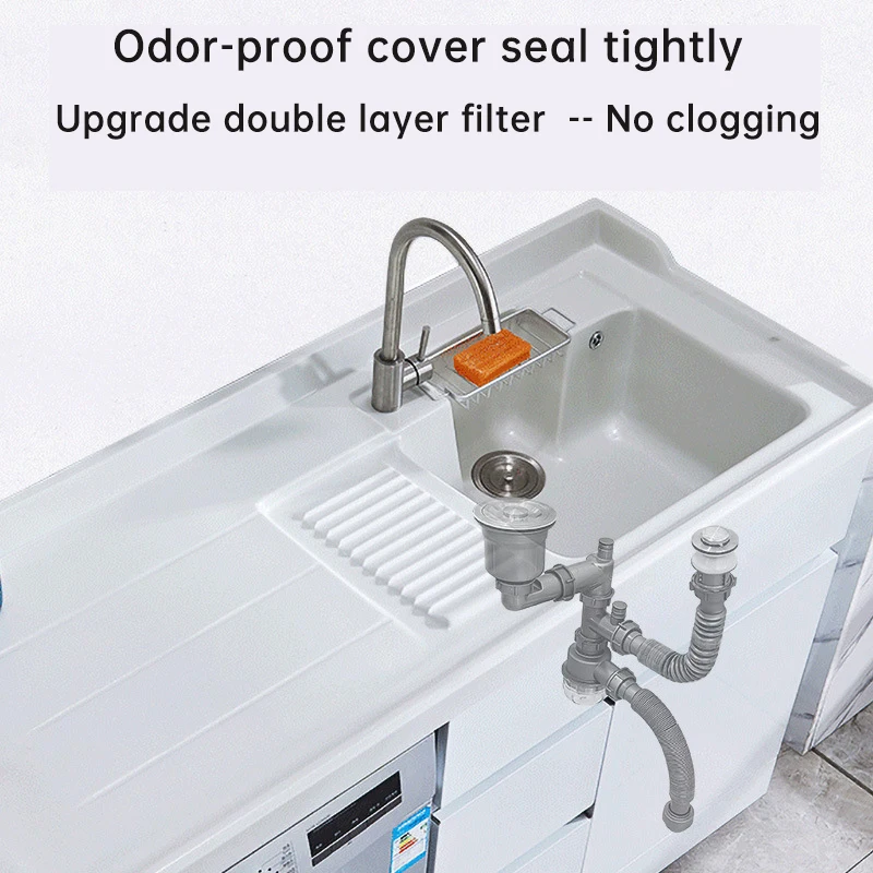 product draining anti odor drain kit for kitchen sink drain and garbage disposal flexible sink waste pipe-1