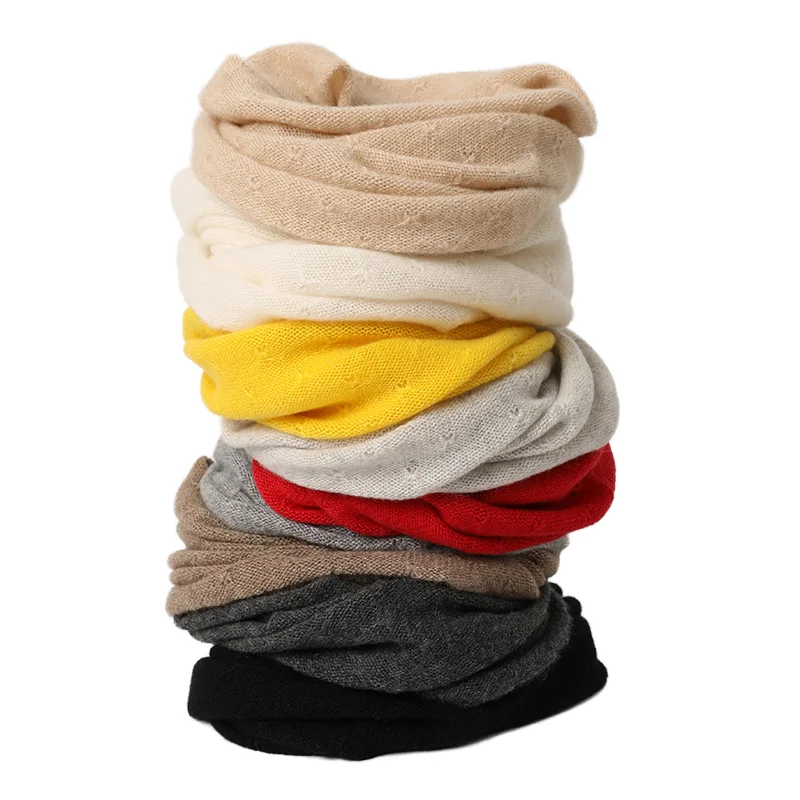 Custom 100% Cashmere Snood Scarf Neck Gaiter Luxury Winter Knitted Ladies' Warmer Solid Long Tradition Shawls SONA Model 173_voghion.com