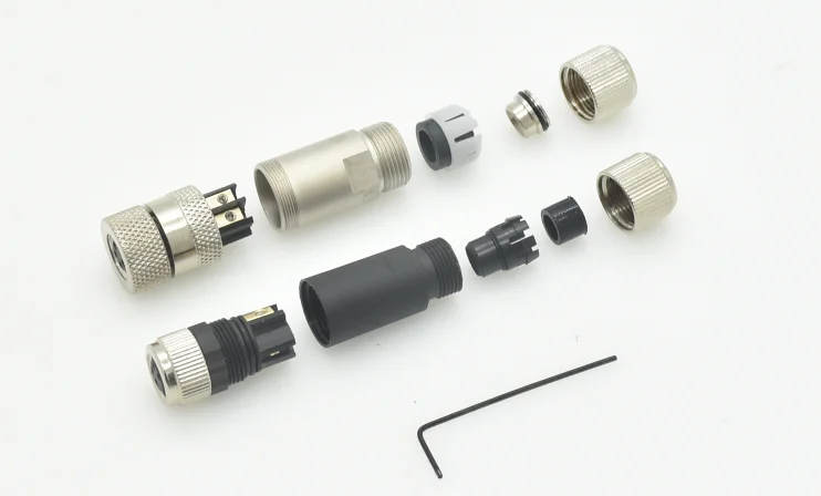 Circular 3 pin 4 pin Waterproof Cable Electrical Plastic Metal Field Installation Assembly Male Female socket plug M8 Connector