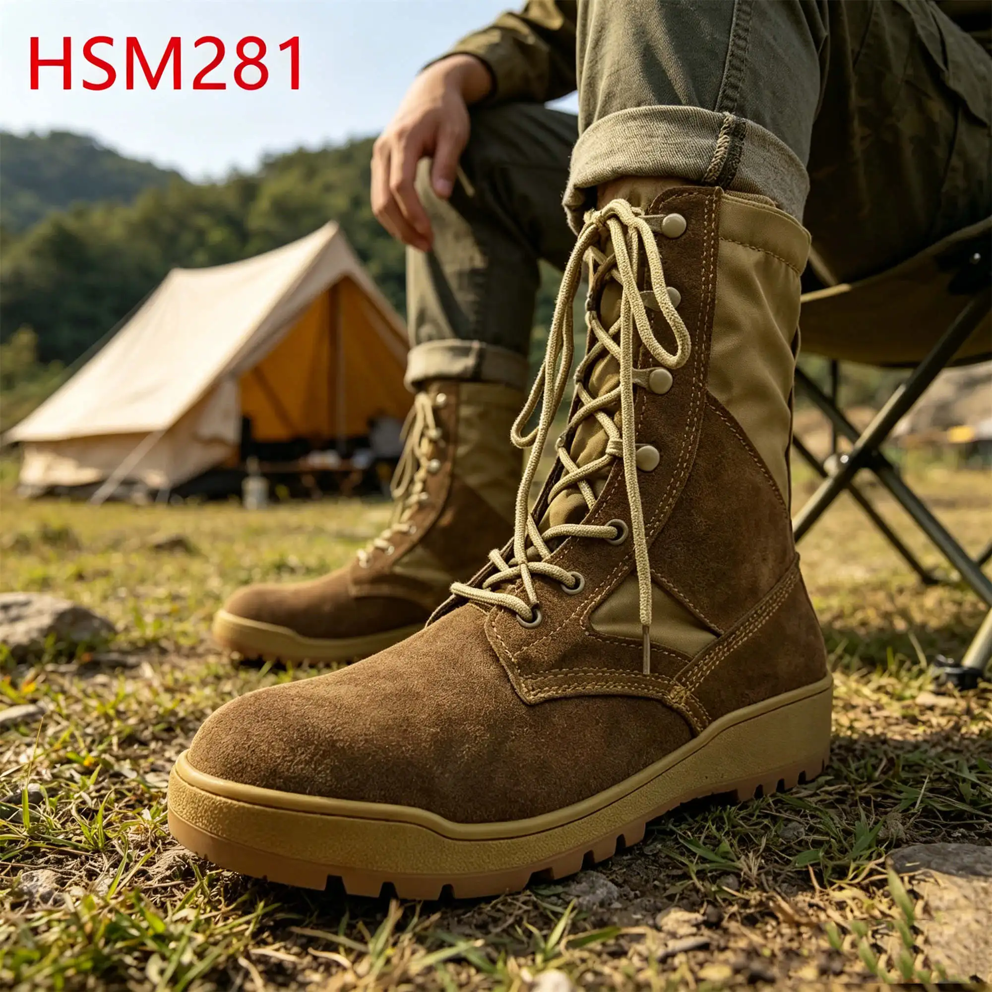 ZYF, Bottes de combat en daim résistant aux déchirures, couleur coyote, avec semelle intermédiaire rembourrée, pour secours sur site, bottes tactiques pour marche, modèle HSM281