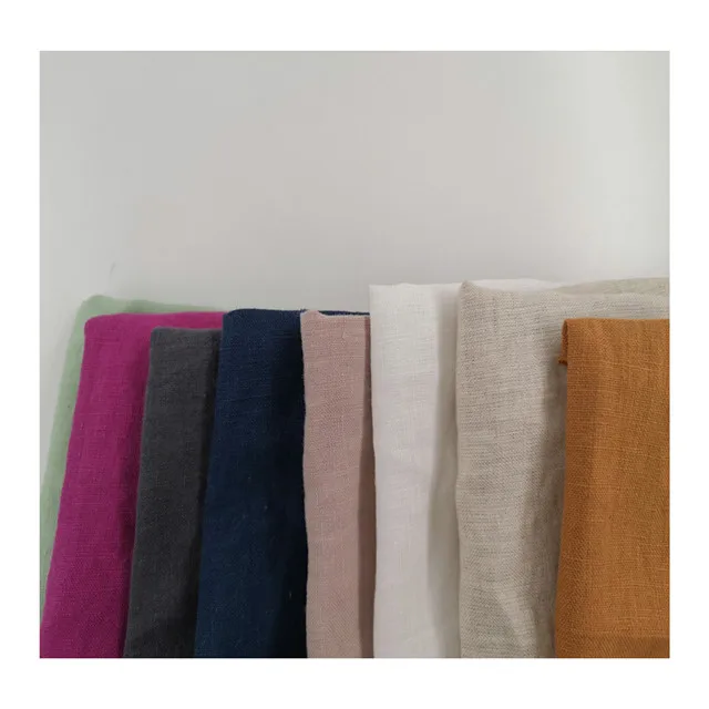 Plain Dyed 280cm extra Wide Width Washed French Linen Fabric for Bedding