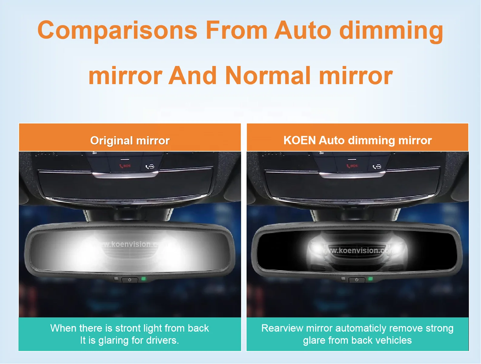 Rear View Auto Dimming Mirror With OEM Bracket for Car