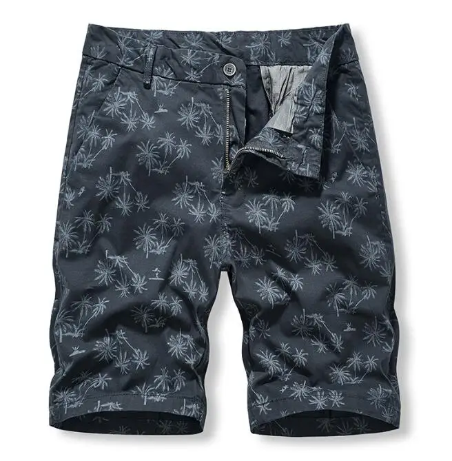 Summer Casual Short Pants Mens Large Size Multi-pocket Cargo Shorts Leaf Print Sports Loose Five-point Work Pants