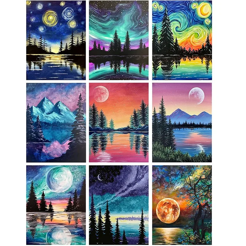 Customized 30x40cm Size Colorful Landscape Theme Round Diamond ...