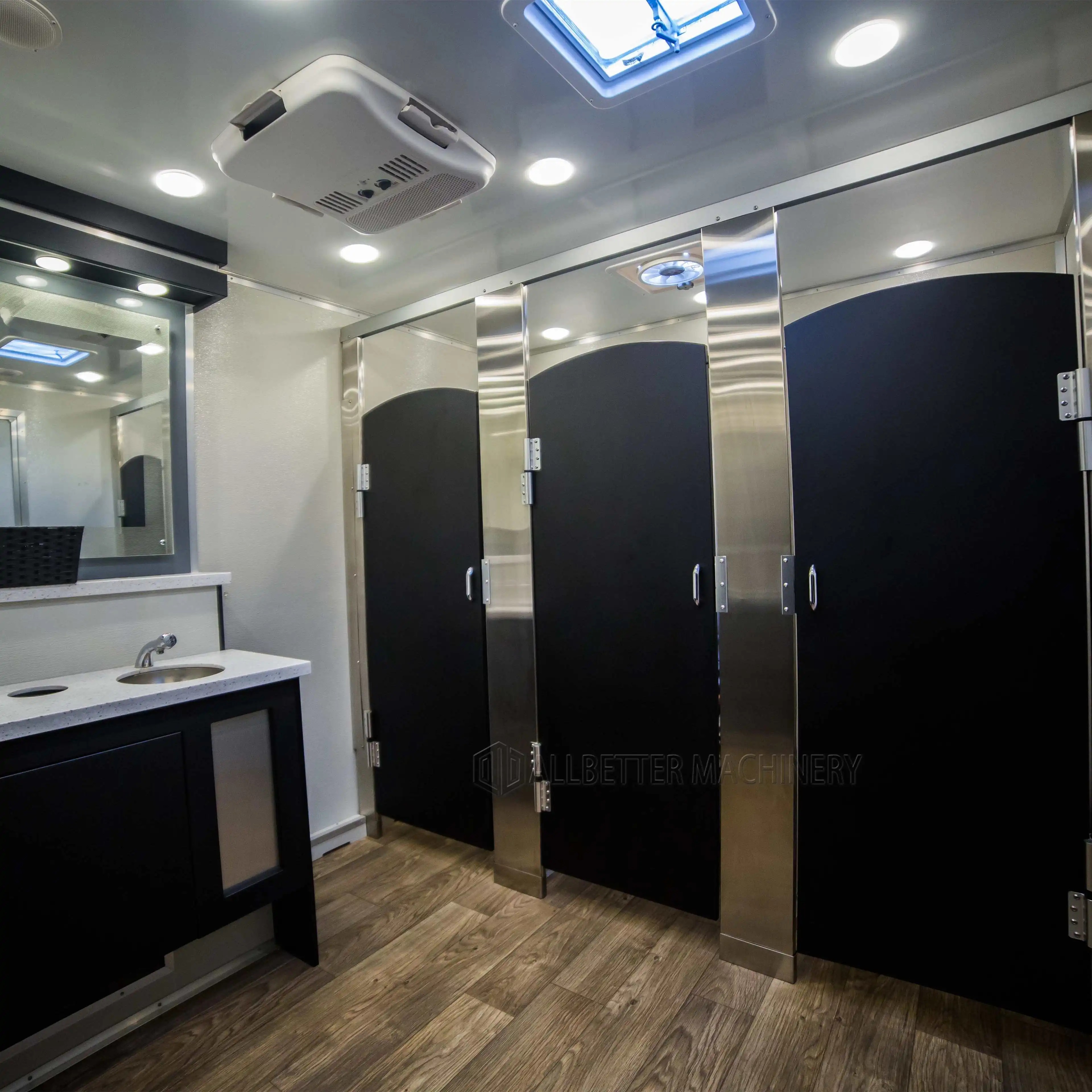 2 Stall Portable Toilet Trailer For Wedding And Events Air Shower Clean