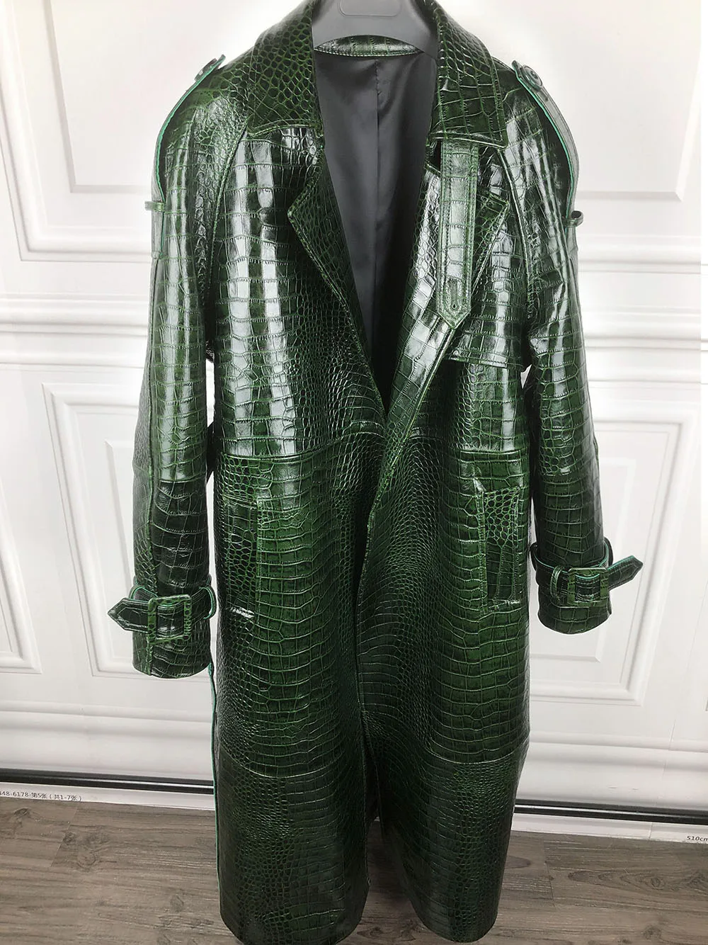 ジャケット・アウター Crocodile trench coat Amazon.com: Crocodile Printed Leather Long Trench Coat For