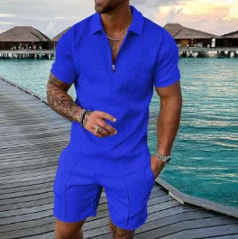 OEM Trainingsanzug Custom Sommer Sportswear 2 Stück Anzüge Polo T Shirt Trainingsanzüge Laufen Custom Männer Shorts Set915_voghion.com