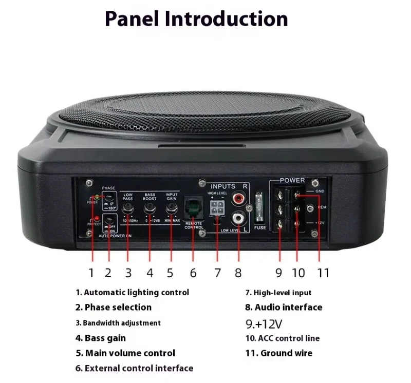New 8-Inch Ultra-Thin Car Subwoofer Amplifier Active High-Power Audio System Modified Cannon 12V 600W Subwoofer Car Audio System