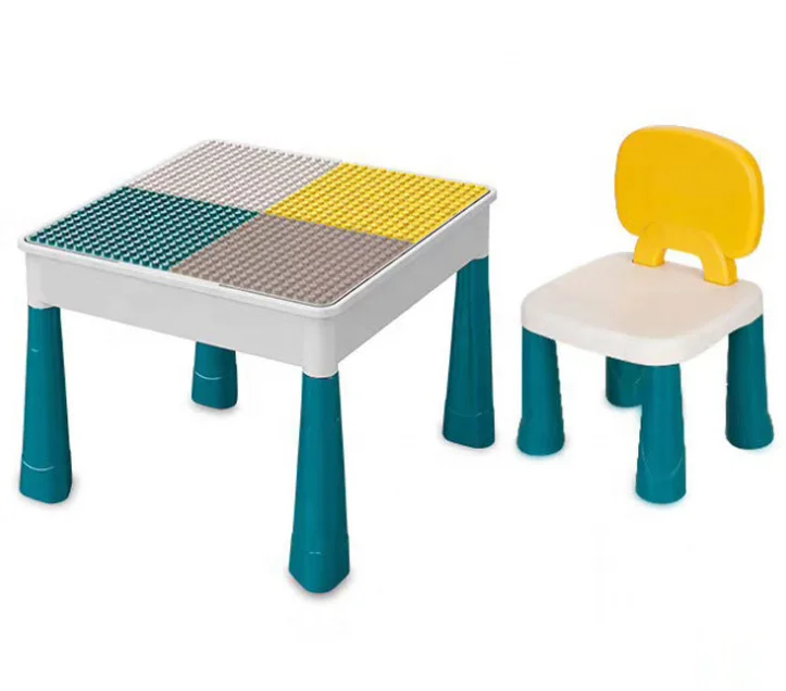 Children's Education table and chair set multifunctional Foldable plastic toy learning gaming writing studying table chair