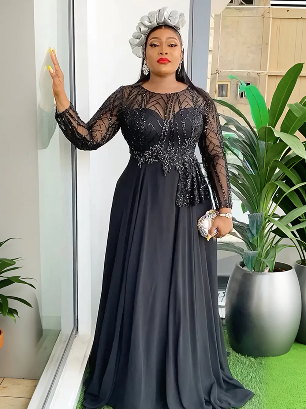 black african dresses for women Black Paillette & Rhinestone Fringe Mini Dress
