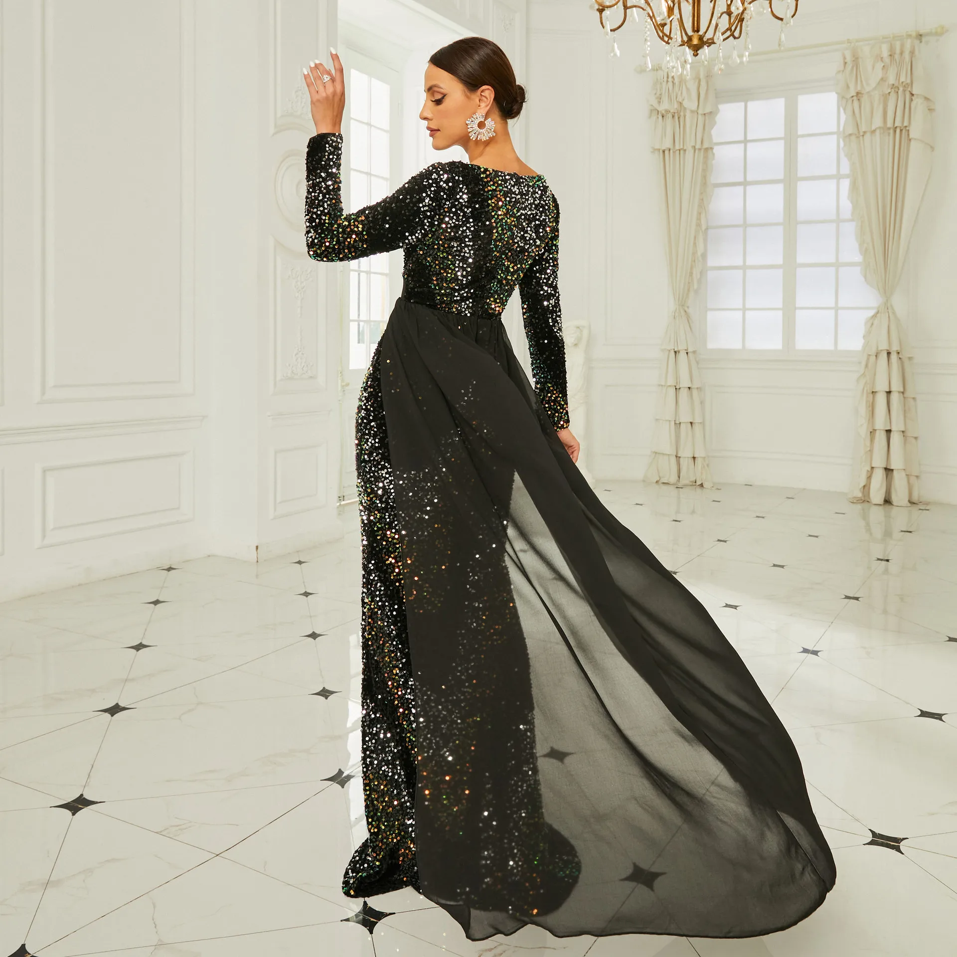 long sleeve pageant dress Mermaid Pageant Dress Long Sleeve Ruffled Evening Prom Dresses – Rosymae