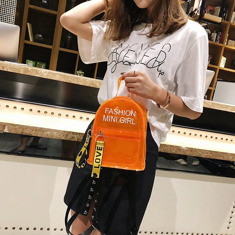 Waterproof PVC Clear Plastic Daily Backpack Mini Teenager Girls Notebook School Bag Fashion Transparent Backpack