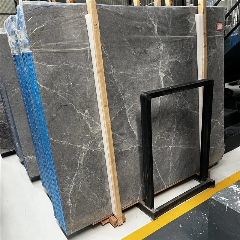 Ubin Lantai Marmer Abu-abu Batu Alam—Desain Modern Berkilap dengan Garansi 1 Tahun untuk Penggunaan Villa dan Hotel, Pelapis Dinding Dalam Ruangan dengan Grafis