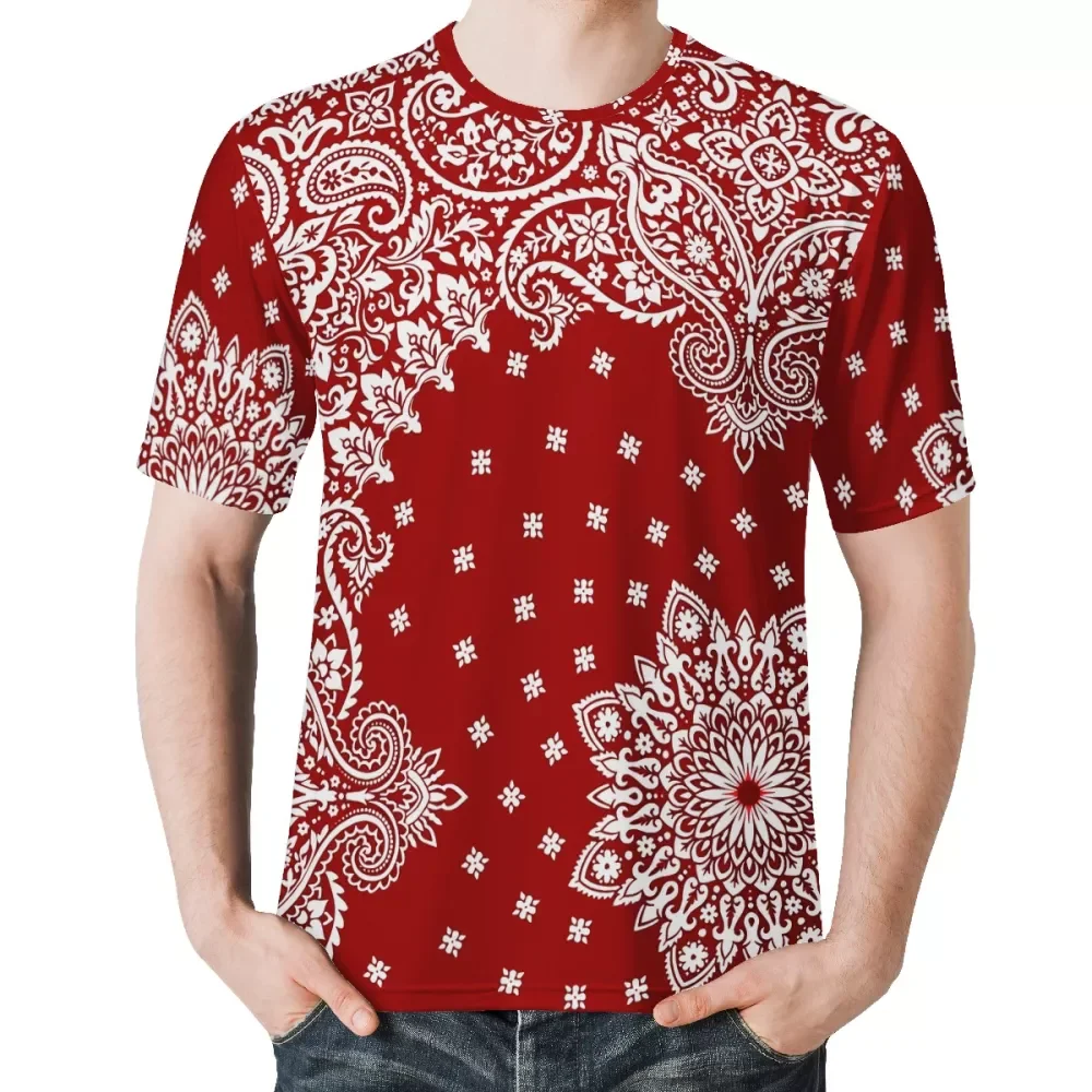  Red Bandana Pattern Printed Men's Polo Short Sleeve T