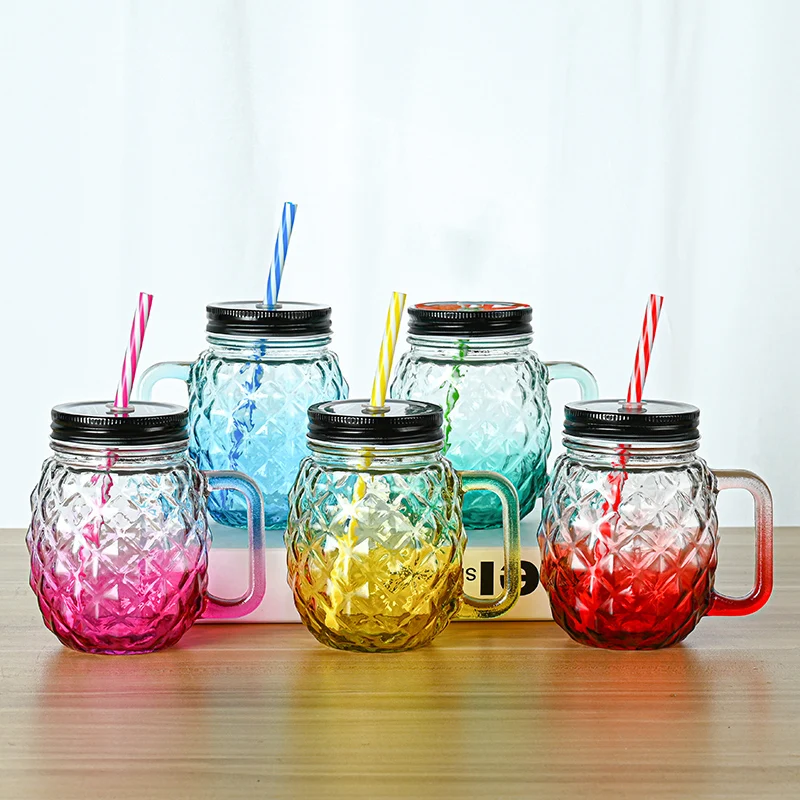 In Stock Wholesale Customized Fruit Coffee Drinking Handle Cup 16Oz Glass  Mason Jars Straw Lid And With Handles - Buy In Stock Wholesale Customized  Fruit Coffee Drinking Handle Cup 16Oz Glass Mason