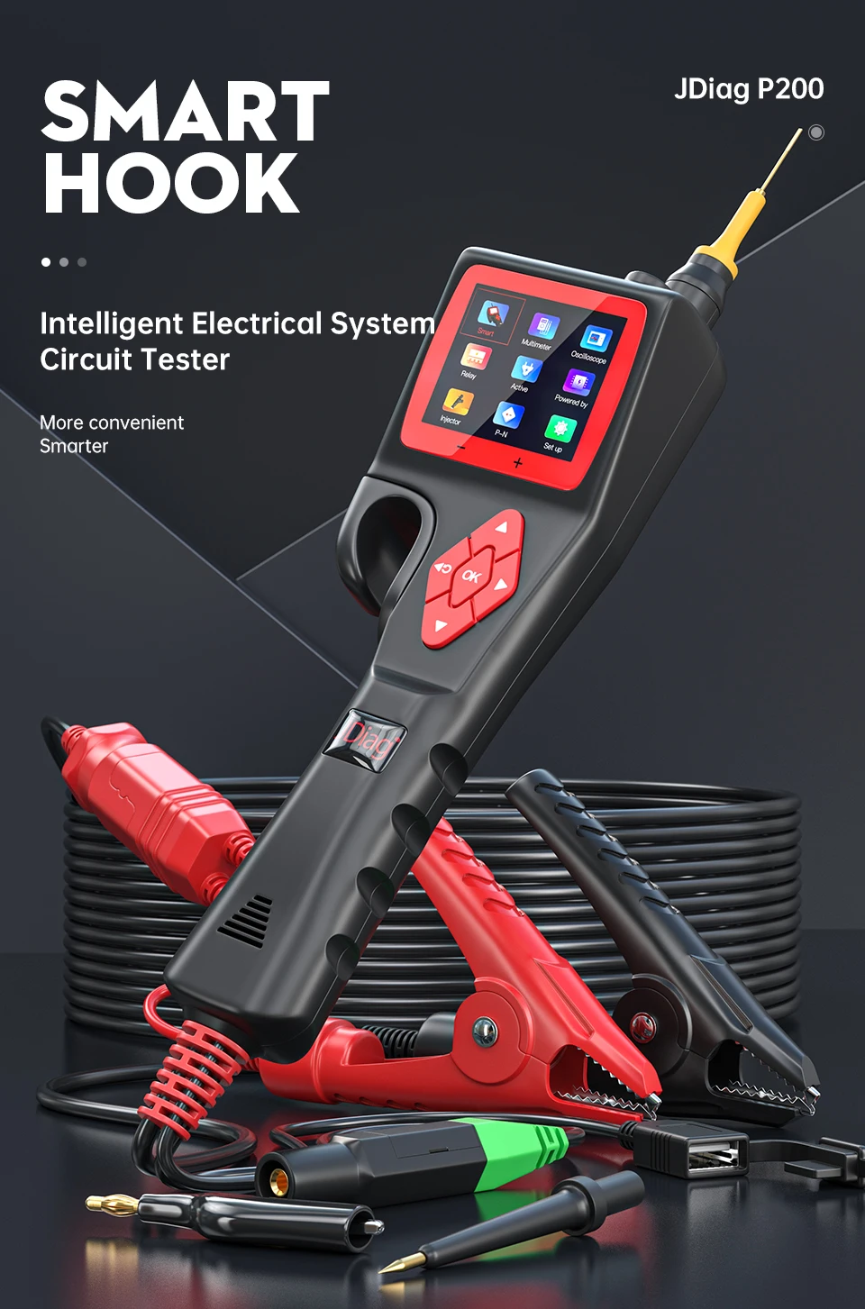 Circuit Tester Smart Hook Probe Automotive Electrical Analyzer Fault Diagnosis 