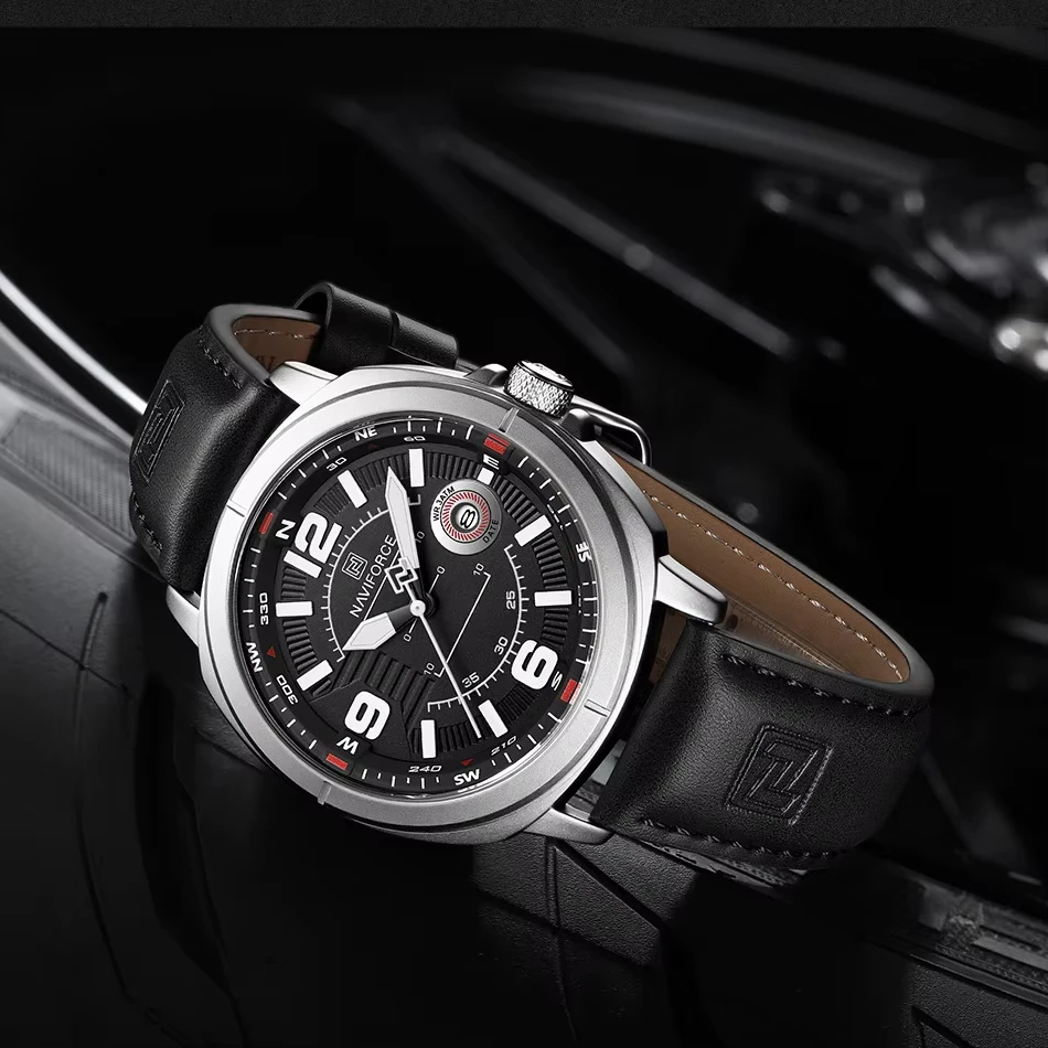 NAVIFORCE 8078 Men's Quartz Watch with Leather Band