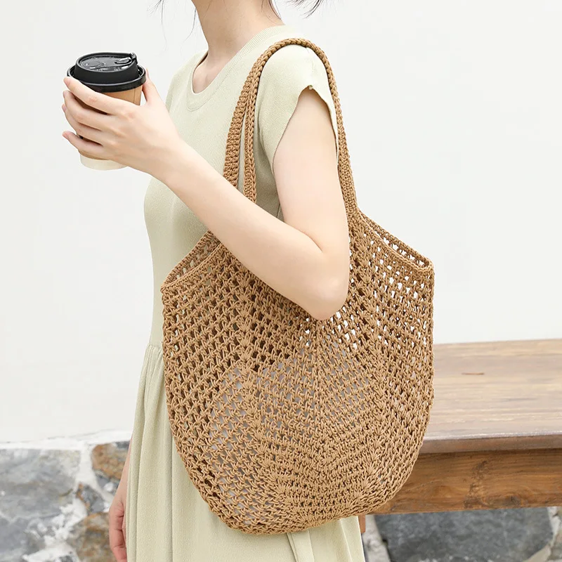 Shimmerz Strandtasche Aus Baumwolle Für Damen – Gewebte Shopper, 38,6x18x36 Cm, Sommer- & Urlaubsbeutel