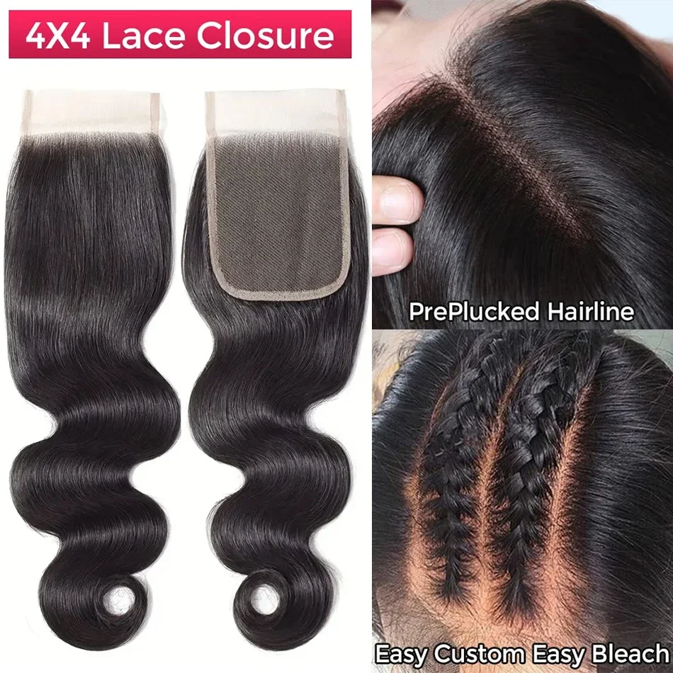 Body Wave Lace Closure Human Hair Transparent Lace Frontal Only Extensions_voghion.com