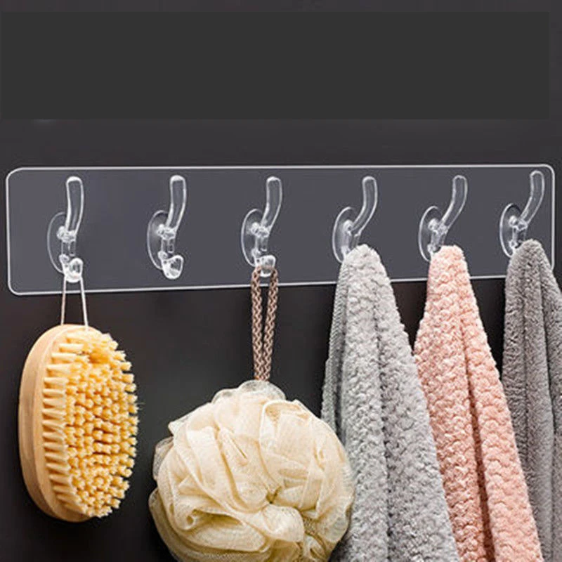 Home Wall Finishing Storage Double-sided Adhesive Wall Hooks Hanger Wall Sticker Coat Hook Transparent Clothing PVC Plastic 42g details