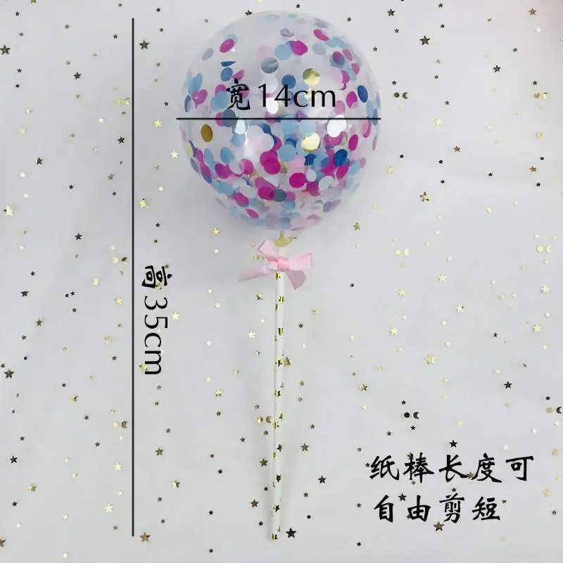 5inch Cake Topper Decorations pink Color Latex Confetti Balloons