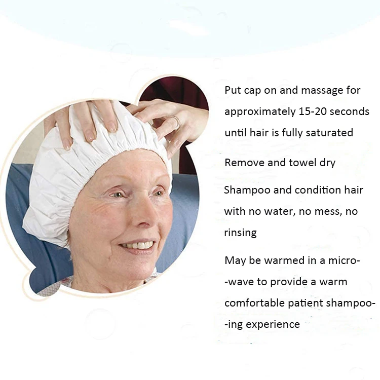 Disposable No Water Rinse Free Shampoo Cap Waterless Shampoo Cap For