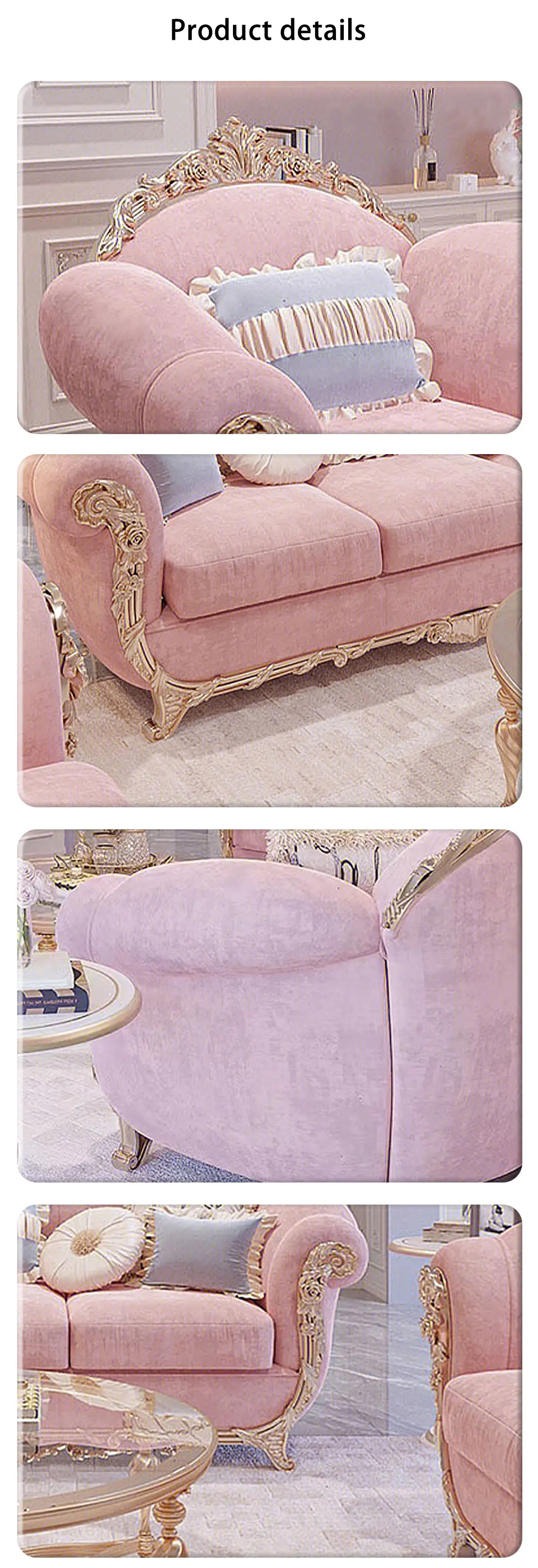 Victorian Luxury Wood High End Tufted Couch Velvet Sofas Sitting Room