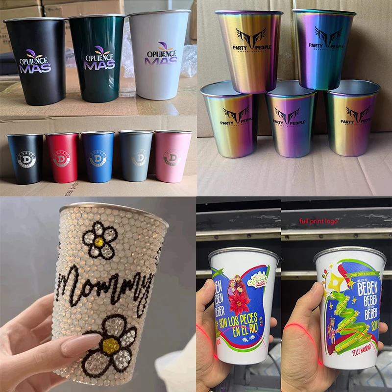 2025 Uv Colorful Custom Logo Party Outdoor Metal Tin Can Drinking Aluminum Tumbler Pint Set Beer Cup Stadium Cocktail 17oz 500ml