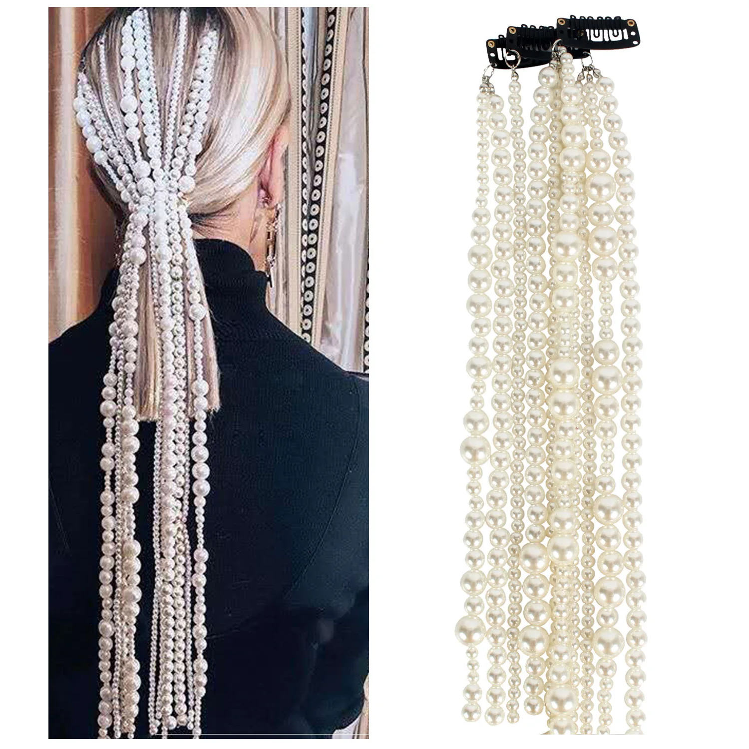 Fashion Pearl Hair Chain Jewelry Accessories Women Abs Tassel Pearl Hair  Clip - Buy Hair Chain,Hair Clip,Pearl Hair Clip Product on 