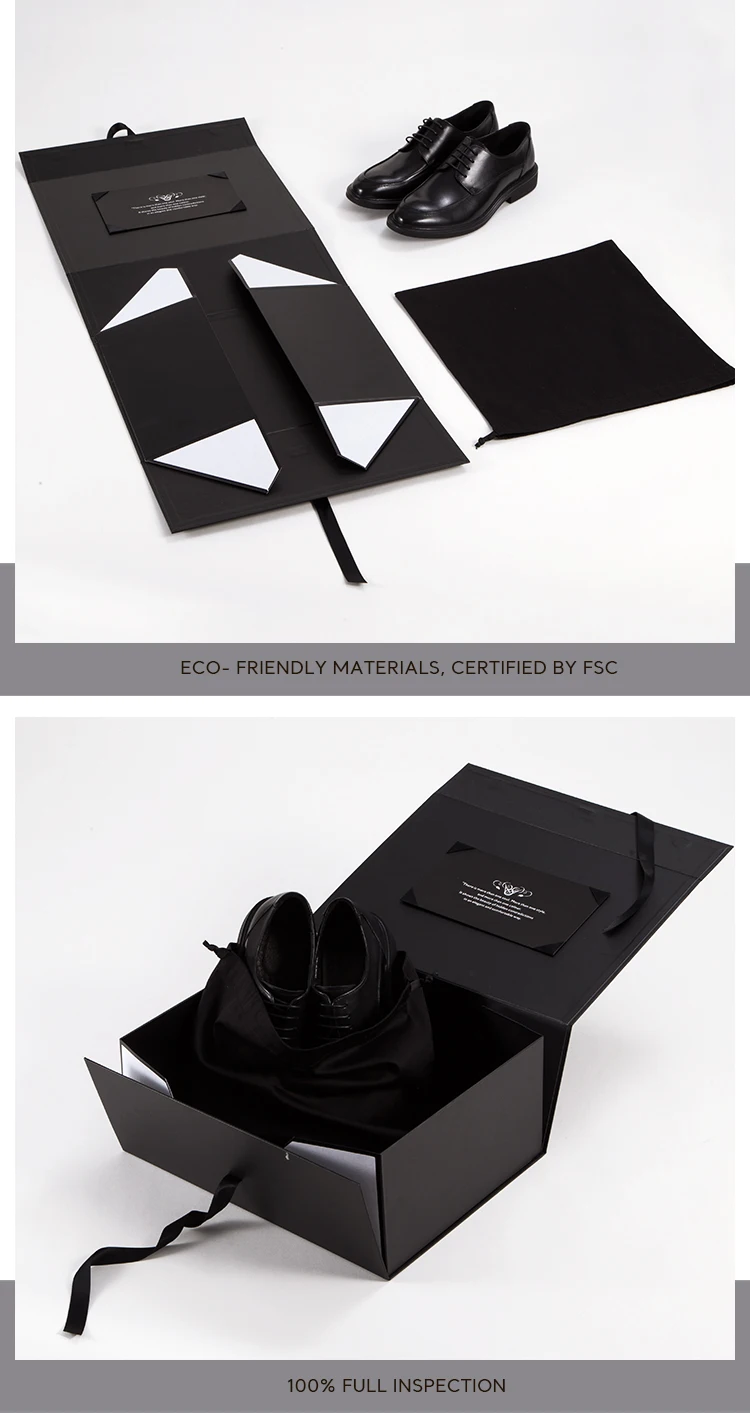 Custom Luxury Black Cardboard Paper Gift Clothing Shoes Box