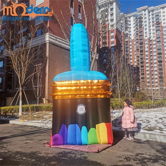 Giant Inflatable Paint Brush with Built-In Fan 210D Oxford Cloth for Roof Top Advertising Balloon Style Building Decoration