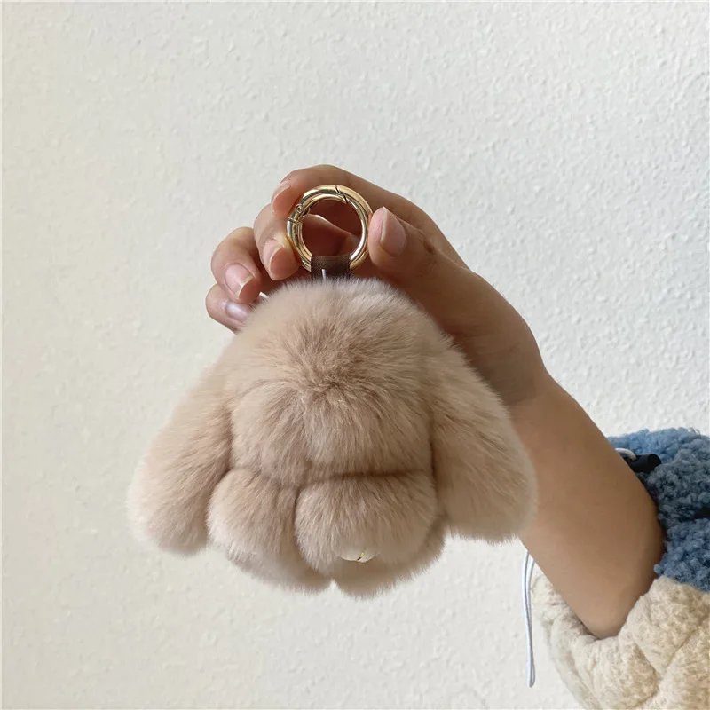 15 cm Rex Rabbit Fur Keychain Women Bag Car Key Chain Pendant Decoration Jewelry Bags Hangings Accessories Gifts