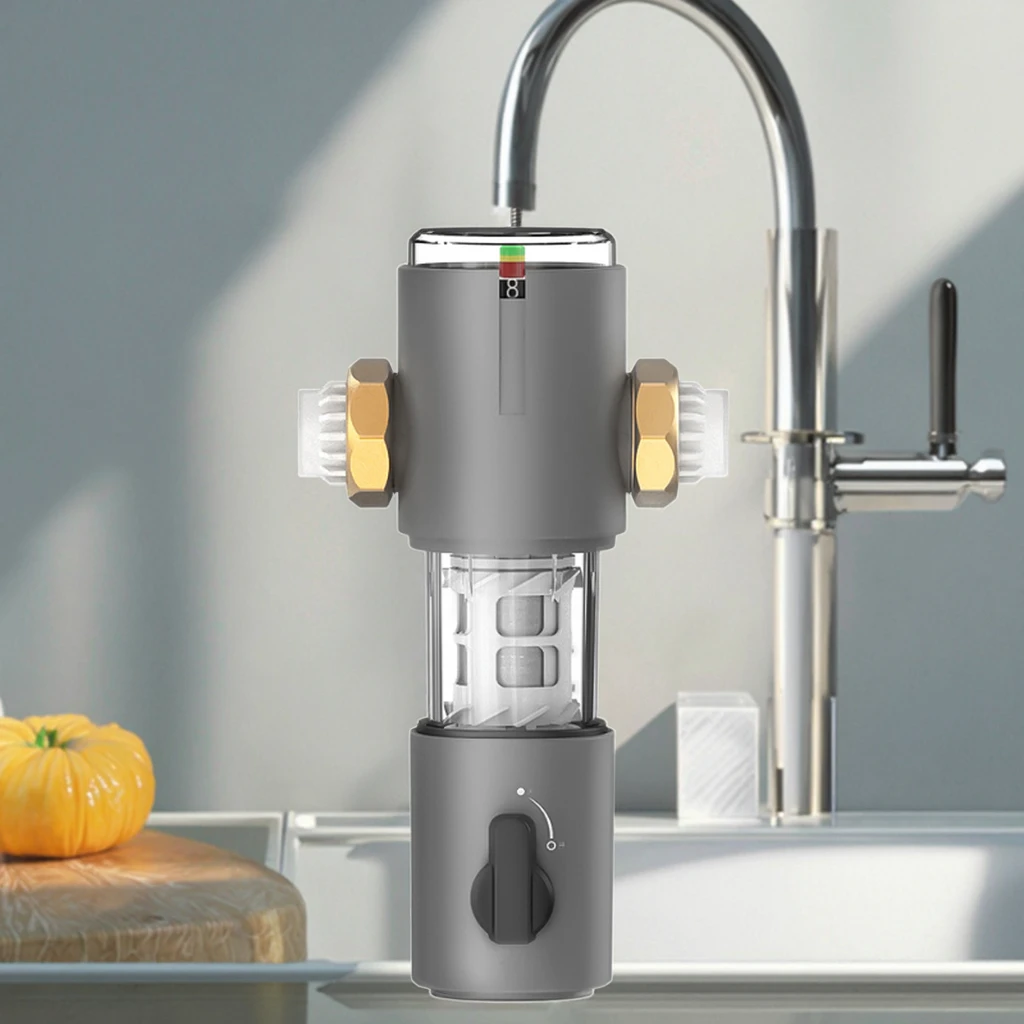 High-Flow 360 Auto Backwash Dual Spin Easy-to-Monitor Whole House Pre Water Filter Manual Household Sediment Rust Removal Water