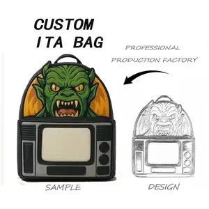 Custom Goth Ita Bag Backpack Monster Design Clear ItaBag Alternative Fashion for Pin Display