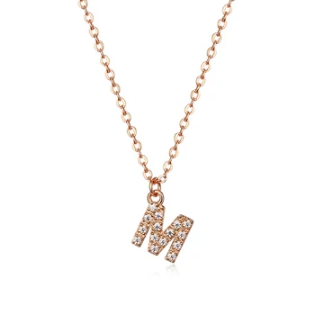 AAA Starsgem Fashion 26 Letter Pendant Gold Jewelry Woman Alphabet M Lab Grown Diamond Initial Necklace
