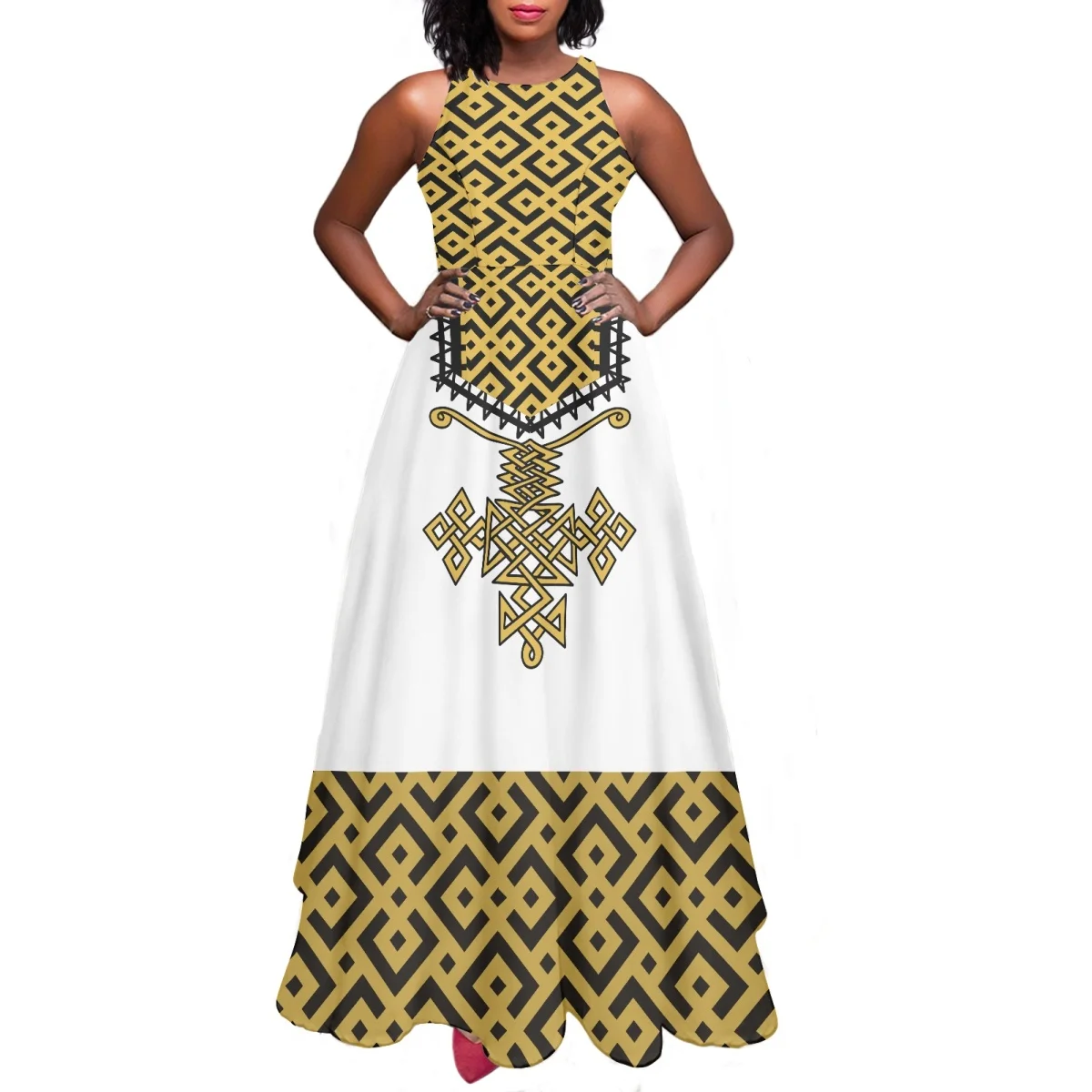 MOQ 100 OEM & ODM Ethiopian Traditional Dress Clothing Wholesale Summer Sleeveless Casual Long Skirt Women Evening Dress MOQ 100 OEM & ODM Ethiopian Traditional Dress Clothing Wholesale Summer Sleeveless Casual Long Skirt Women Evening Dress