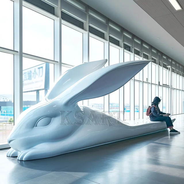 Glass Fiber Seat Sculpture Shopping Mall Leisure Chair Public Rest Area Waiting Chair Animal-shaped Seat Landscape Bench Custom