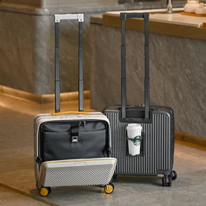 18-inch Front-opening Carry-on Suitcase with Contrasting Colors Multi-functional Trolley case Custom logo