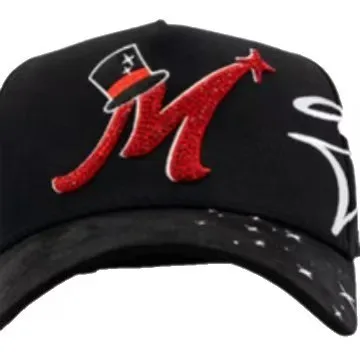 G5 Grade Black Plants and Flowers Embroidered 6-Panel PVC Baseball Cap Adjustable Men Women Hip Hop Streetwear