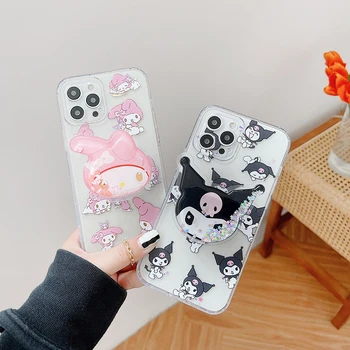 Wholesale Custom Lovely My Melody Kuromi Cases for Apple Iphone 11 Pro Max 7 8 Plus X Mobile Phone Full Cover with Liquid Holder