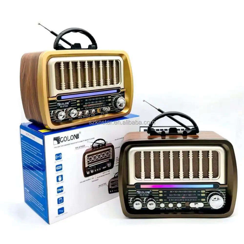 Usb Dc Charge Solar Retro Radio Am Fm Sw 3 Band Rx-075sd Golon Disco ...